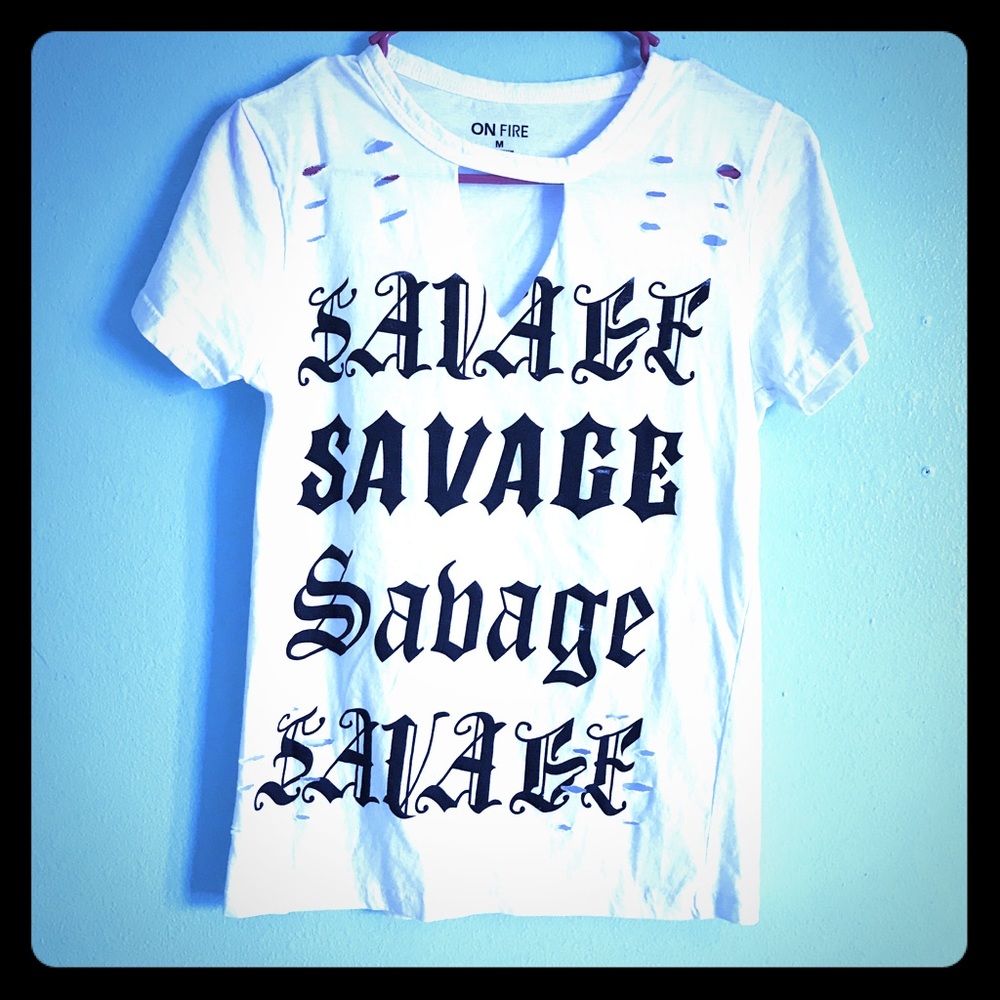 White T-shirt with slits